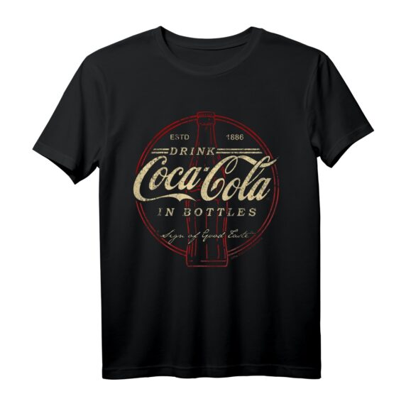 Vintage Coca-Cola Drink In Bottles Logo T-Shirt - Offiziell lizenzierte Mode für Coca-Cola Fans und Vintage-Design Liebhaber