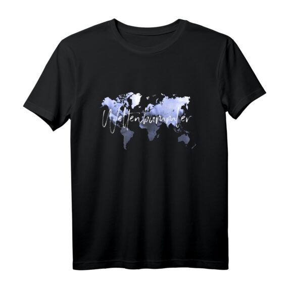 WELTENBUMMLER Weltkarte Reisen Erde Wasserfarbe Vintage T-Shirt - Perfekt für Weltreisende, Festivals & Freizeit