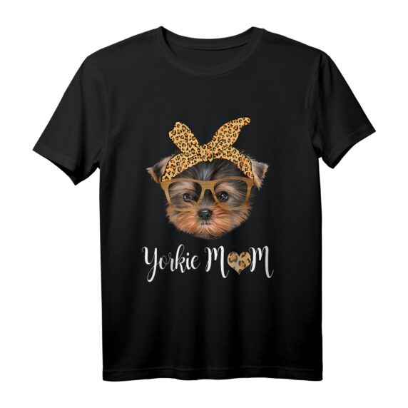 Yorkie Mom Yorkshire Leopard Hundeliebhaber Muttertagsgeschenk T-Shirt  Lustiges Hundemama T-Shirt für Tierliebhaberinnen